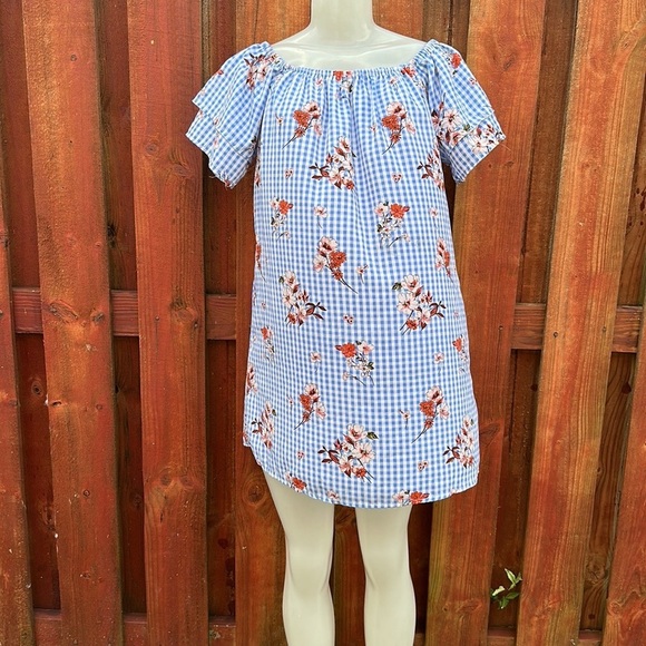 Purple Snow Gingham Floral Mini Dress Size XL - Picture 2 of 11